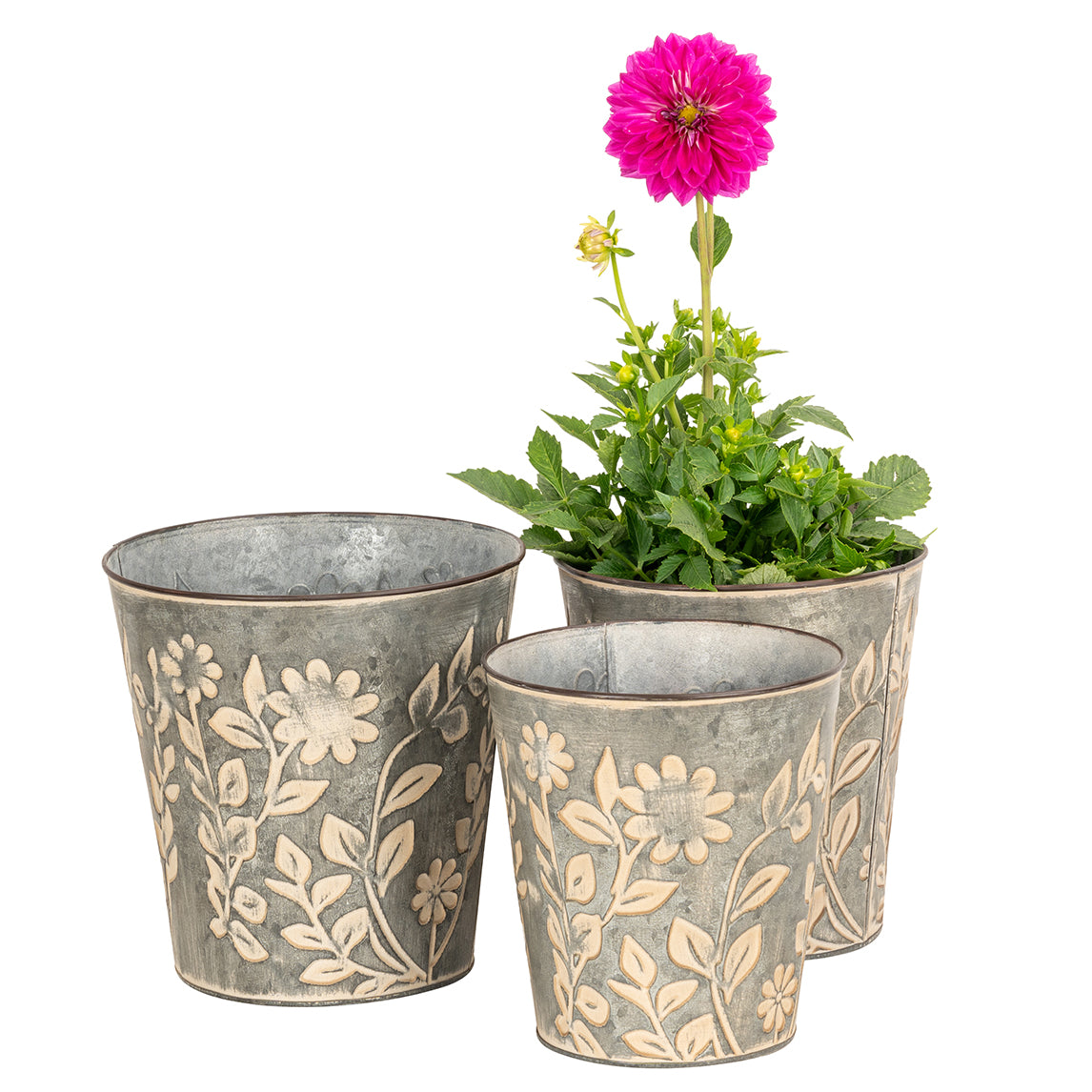 Zinc Flower Pots - Set of 3