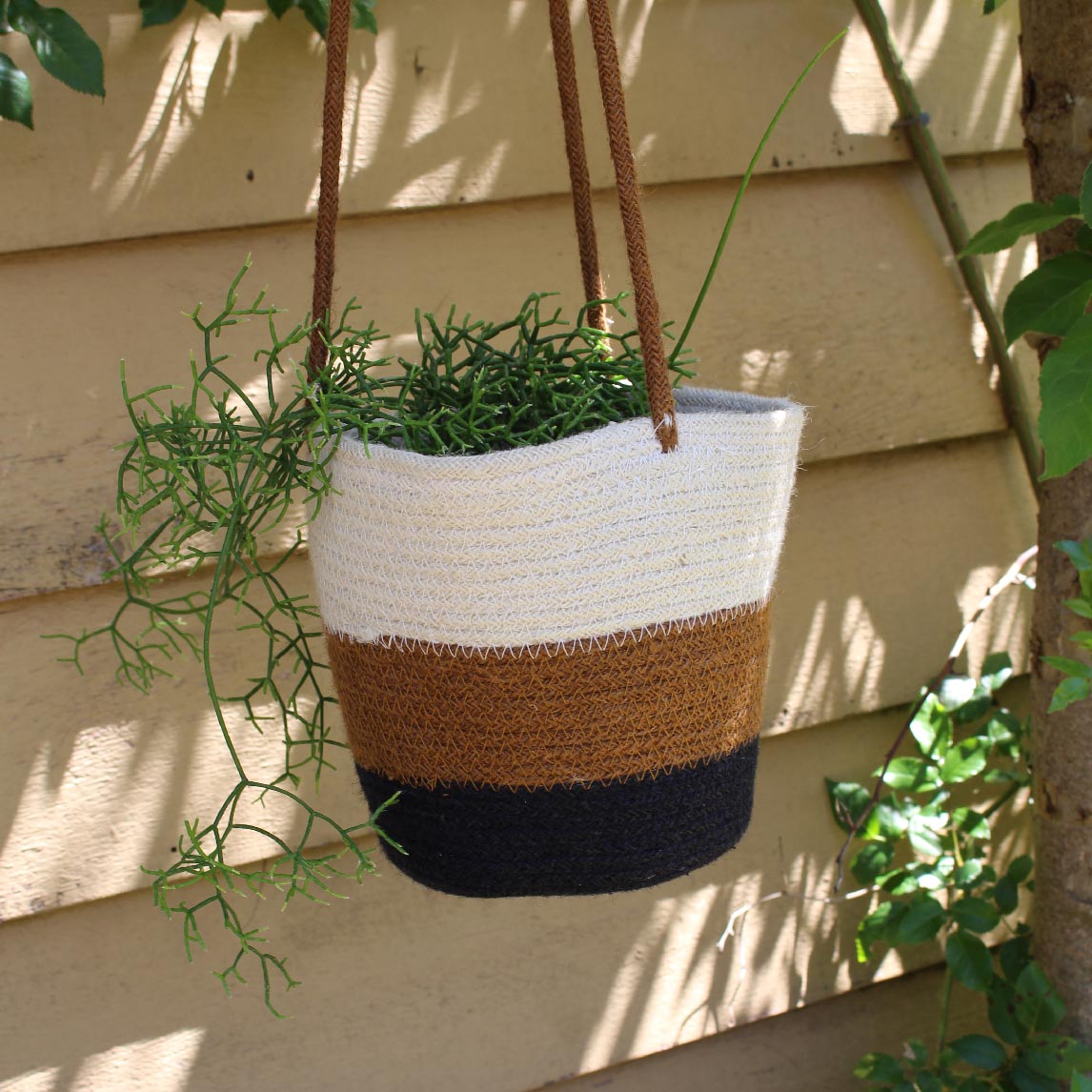Woven Outdoor Hanging Basket - Brown