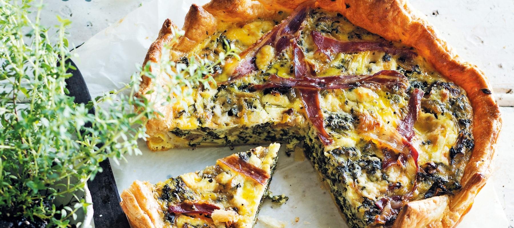 Kale and blue cheese tart