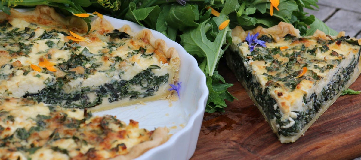 Spinach, ricotta and pinenut quiche
