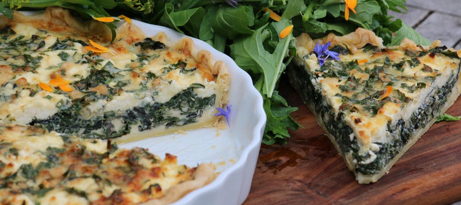 Spinach, ricotta and pinenut quiche