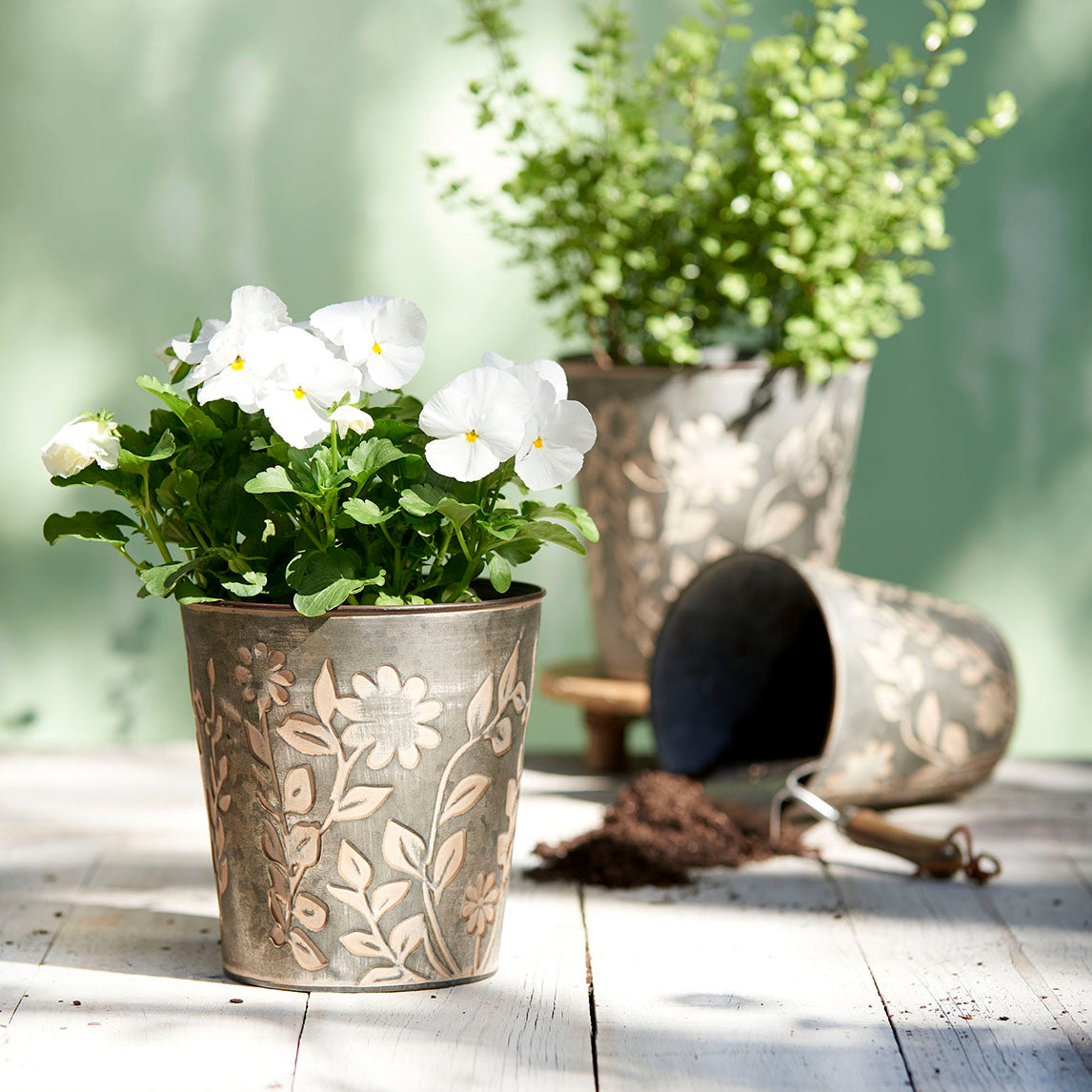 Zinc Flower Pots - Set of 3