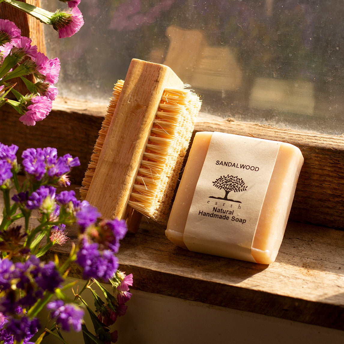 Nail Brush and Handmade Soap - Sandalwood