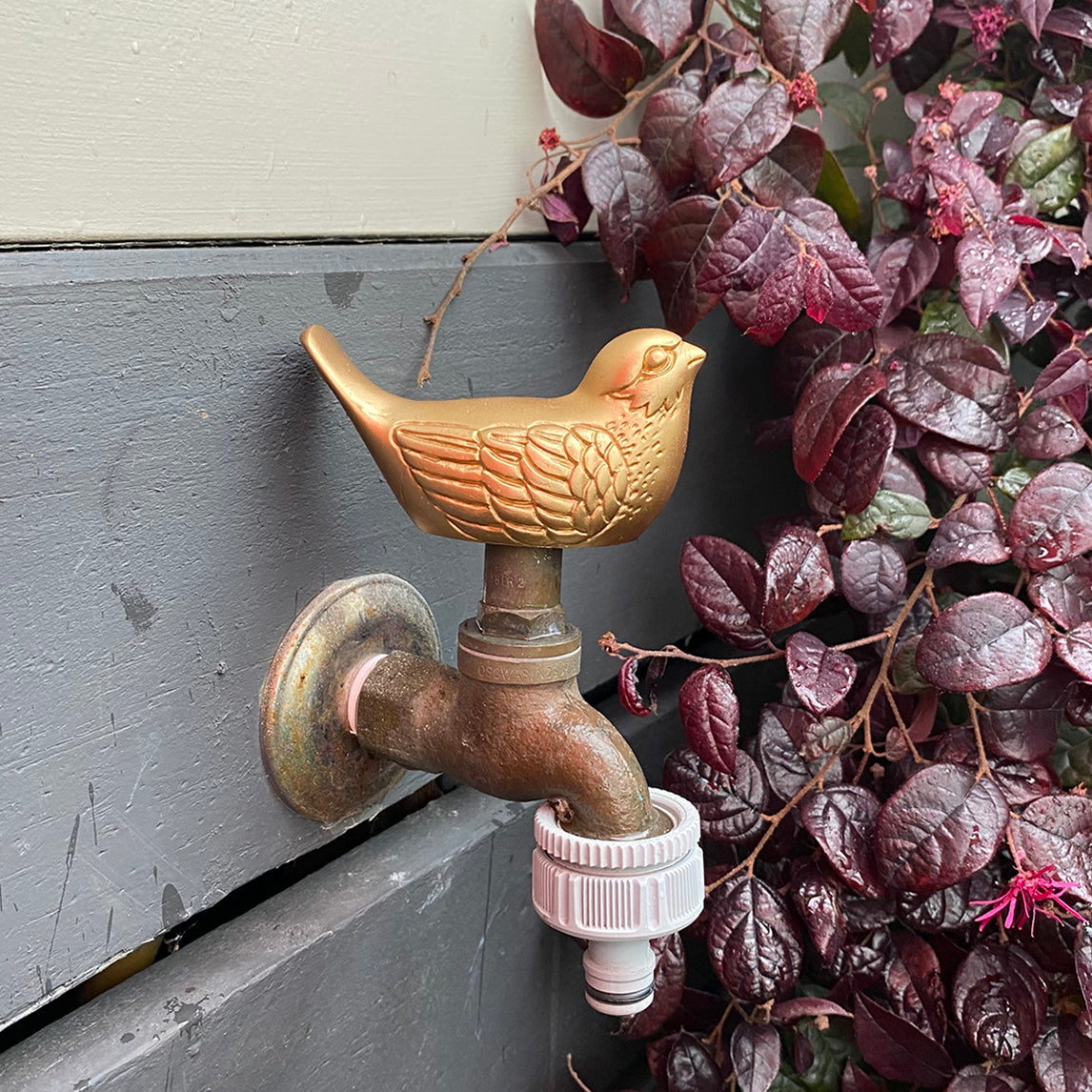 Polyresin Bird Tap Topper - Brass Finish